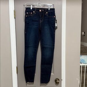 True Religion Jennie Curvy Mid Rise Skinny Jeans - Dark Blue